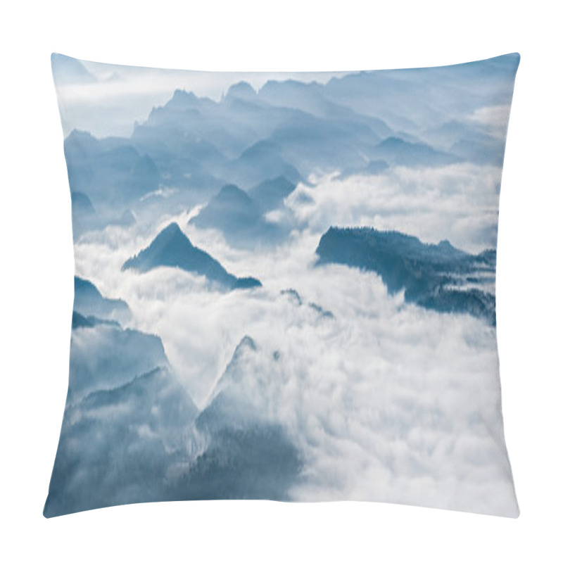 Personality  Misty mountains landscape in La Garrotxa, Catalonia pillow covers