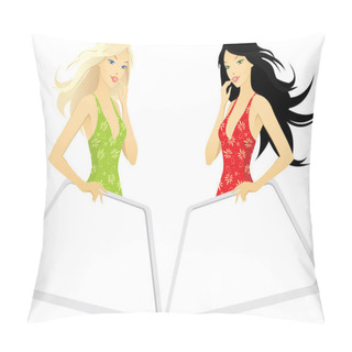 Personality  Two Girls With Frames Pillow Covers