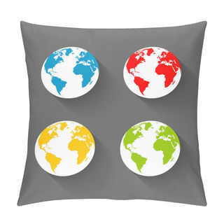 Personality  Earth Icons On Dark Grey Background Pillow Covers