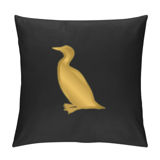 Personality  Bird Loon Shape Gold Plated Metalic Icon Or Logo Vector Pillow Covers