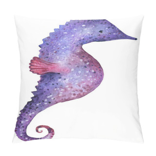 Personality  Watercolor Sea Horse Bright Hand-drawn On The White Isolated Background.  Pillow Covers