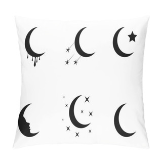 Personality  Black Waning Crescent Moon Silhouette. Pillow Covers