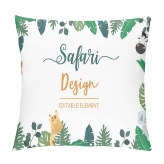 Personality  Collection Of Safari Background Set With Giraffe,zebra,fox,lion. Pillow Covers