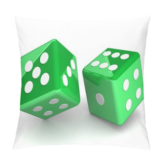 Personality  3d Green Dice Isolated Pillow Covers