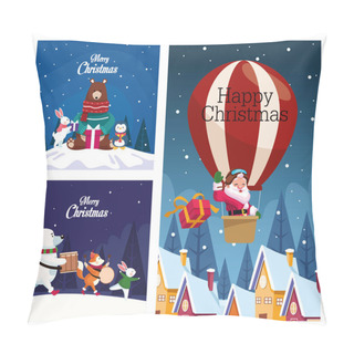 Personality  Bundle Of Merry Christmas Cards Pillow Covers