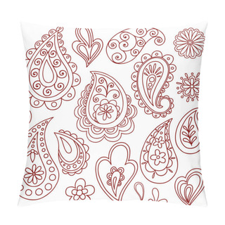 Personality  Henna Paisley Flower Doodle Vector Design Elements Set Pillow Covers