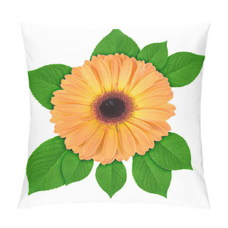 Personality  One Orange Flower With Green Leaf Pillow Covers