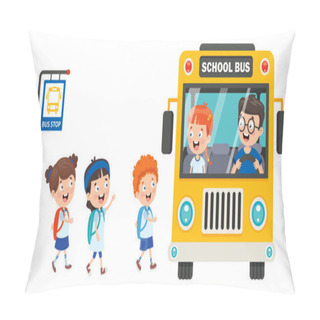Personality  Happy Children And School Bus Pillow Covers