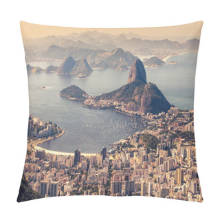 Personality  Rio De Janeiro, Brazil. Suggar Loaf And Botafogo Beach Viewed From Corcovado Pillow Covers