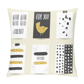 Personality  Cute Doodle Black And Gold Birthday Cards Pillow Covers