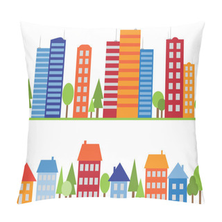 Personality  Seamless Pattern Of City, Town Or Village Pillow Covers