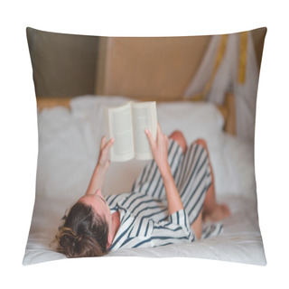 Personality  Beautiful Woman Reading Book In Bed Relaxing Pillow Covers