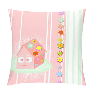 Personality  Smile House For Girl On A Green Summer Meadow Pillow Covers