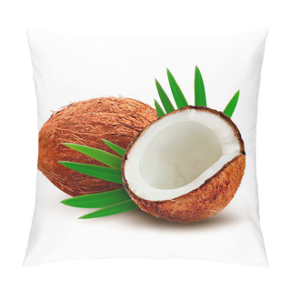 Personality  Coconut With Leaves. Vector.  Pillow Covers