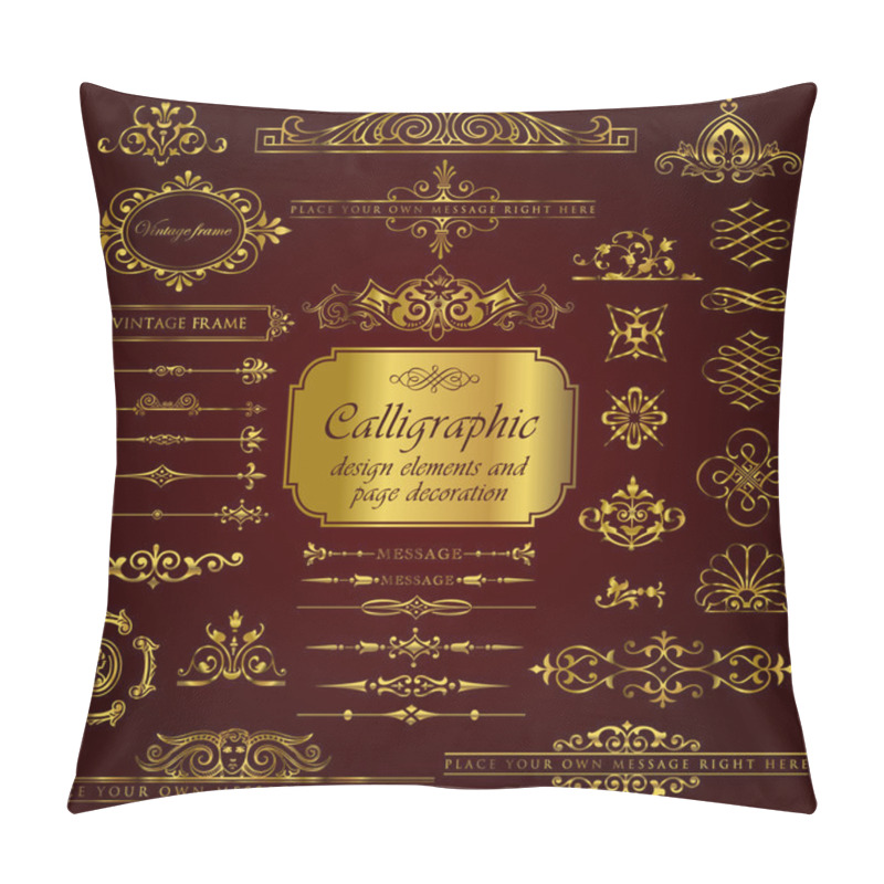 Personality  Golden Calligraphic Design Elements And Page Decoration Set 3 Pillow Covers