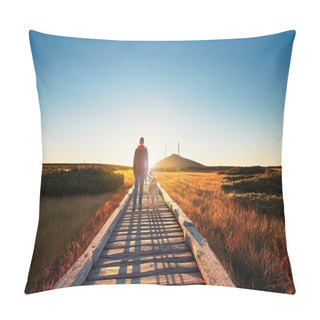 Personality  Man With Dog On The Trip In The Mountains  Pillow Covers