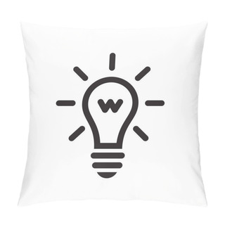 Personality  Lightbulb - Black Icon On White Background Vector Illustration For Website, Mobile Application, Presentation, Infographic. Electric Lamp Concept Sign Design. Power Energy. Pillow Covers