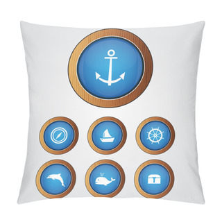 Personality Vector Sea Icon Set Pillow Covers