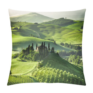Personality  Misty Valley In Tuscany At Sunrise Pillow Covers