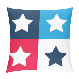 Personality  Black Star Silhouette Blue And Red Four Color Minimal Icon Set Pillow Covers