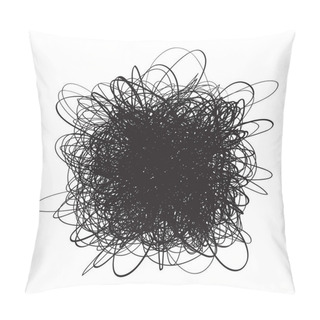 Personality  Tangled On White. Chaos Pattern. Scribble Sketch. Background With Array Of Lines. Intricate Chaotic Texture. Art Creation. Black And White Illustration. Doodle For Polygraphy, Posters And T-shirts Pillow Covers