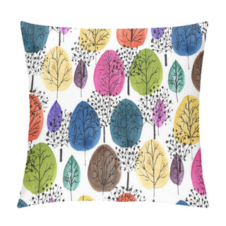 Personality  Seamless Hand Painted Watercolour Abstract Vintage Tree Pattern Pillow Covers