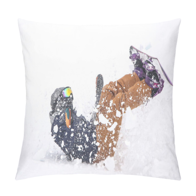 Personality  Image of a falling snowboarder pillow covers
