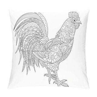 Personality  Cock Coloring Book Raster For Adults Pillow Covers