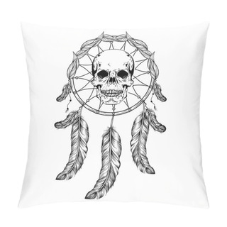 Personality  Dream Catcher With Feathers And Leafs, Skull In Center Maden In  Pillow Covers