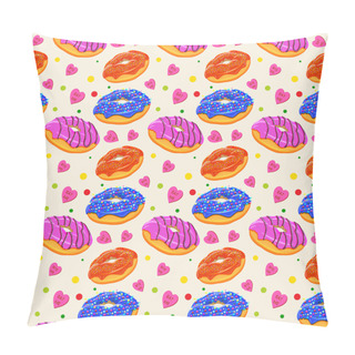 Personality  Beautiful Vector Seamless Pattern With Colorful Donuts Pillow Covers