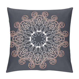 Personality  Flower Mandala. Ethnic Pattern. Round Mandala Of Lines. Vector L Pillow Covers