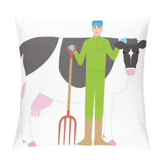 Personality  Dairy Farmer Men And Cows Pillow Covers