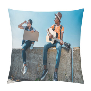 Personality  Multicultural Hitchhikers With Cardboard Pillow Covers