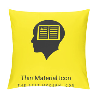 Personality  Bald Man Head With Opened Book Inside Minimal Bright Yellow Material Icon Pillow Covers
