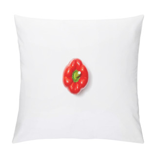Personality  Top View Of Red Paprika On White Background Pillow Covers