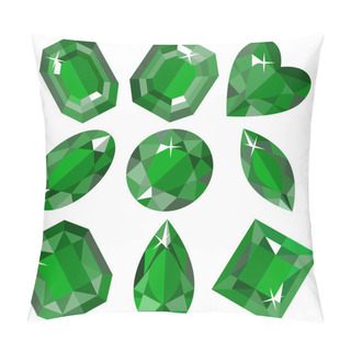 Personality  Set Of Sparkling Emeralds Of Various Shapes. Vector Illustration. Pillow Covers