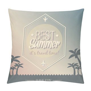 Personality  Vintage Summer Poster Vector Illustration   Pillow Covers