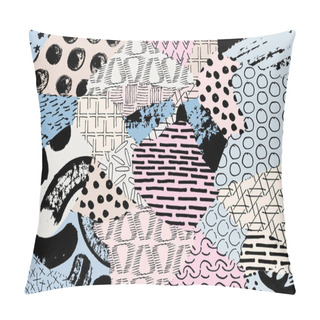 Personality  Abstract Black Strokes, Hand Sketched Vector Pattern. Retro Abstract Pattern In Geometric Style. Abstract Multicolored Geometric Pattern. Pillow Covers