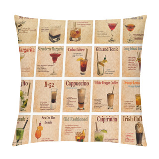 Personality  Set Of Cocktail Recipes Pillow Covers