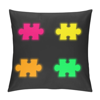 Personality  Addon Four Color Glowing Neon Vector Icon Pillow Covers