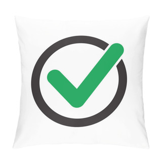 Personality  Tick Icon Vector Symbol, Checkmark Isolated On White Background Pillow Covers