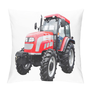 Personality  New Red Agricultural Tractor Isolated Over White Background. Wit Pillow Covers
