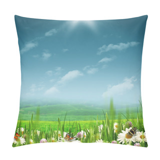 Personality  Alpine Pastoral Landscape With Beauty Daisy Flowers Pillow Covers