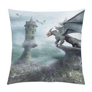 Personality  Tower Guarded By Dragons Pillow Covers