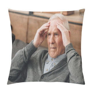 Personality  Retired Man With Grey Hair Having Headache  Pillow Covers