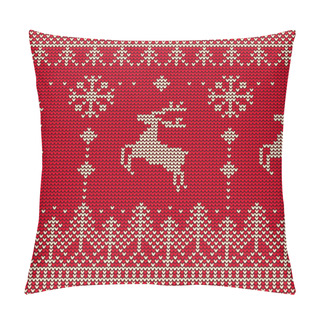 Personality  Seamless Pattern Of Knitted Fabric With Christmas Motifs. Pillow Covers