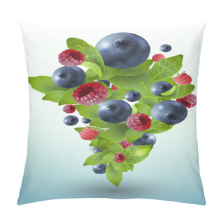 Personality Splash Of Forest Berries. Vector Illustration. Pillow Covers