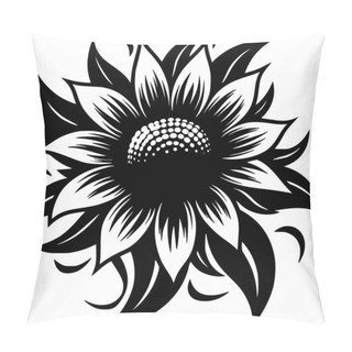 Personality  Flower - Black And White Vector Illustration Pillow Covers