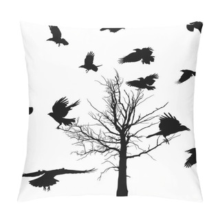 Personality  Dry Tree And Crows Silhouettes Pillow Covers