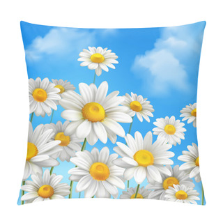 Personality  Daisies On Blue Sky Pillow Covers